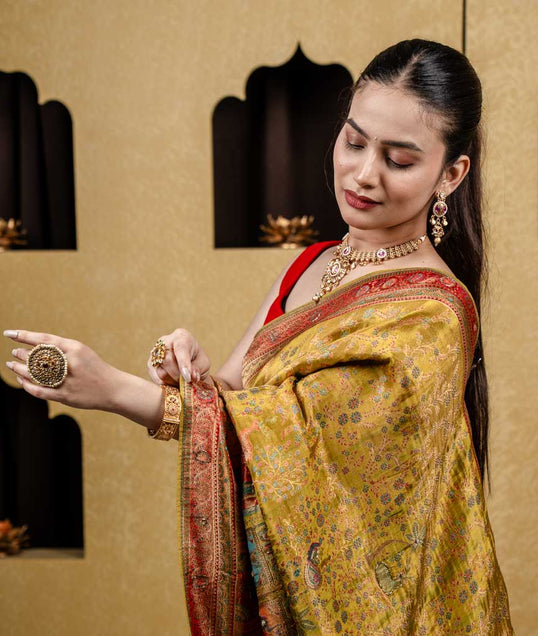 Mehera Tissue Silk Saree in Pistachio Green