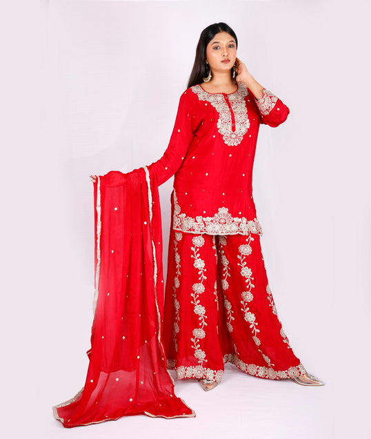 Lal Pari Sharara Set in Red