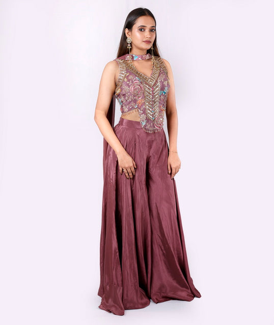 Mauve Noor Indo-Western Set in Mauve pink