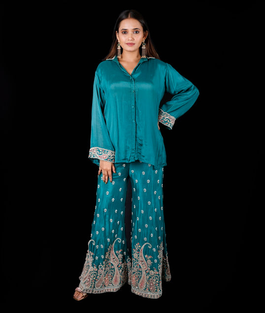 Teal Opulence Co-ord Set in Teal Green