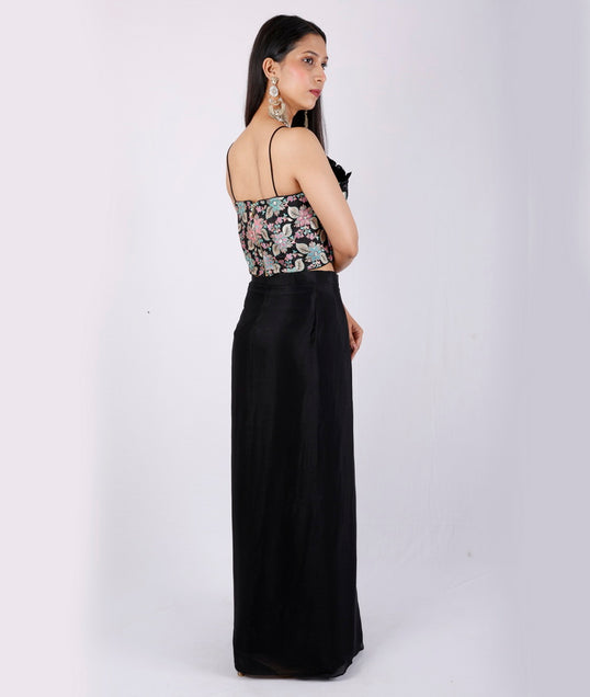 Midnight Sequin Corset Set in Black