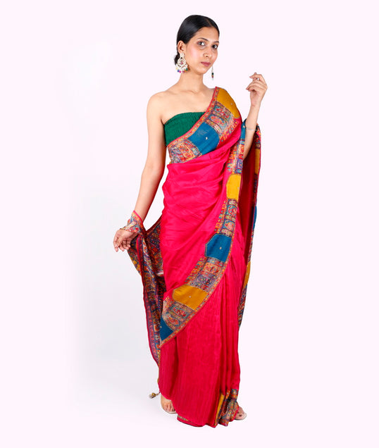 Rajrani Patola Print Saree in Rani Pink ,Multicolour
