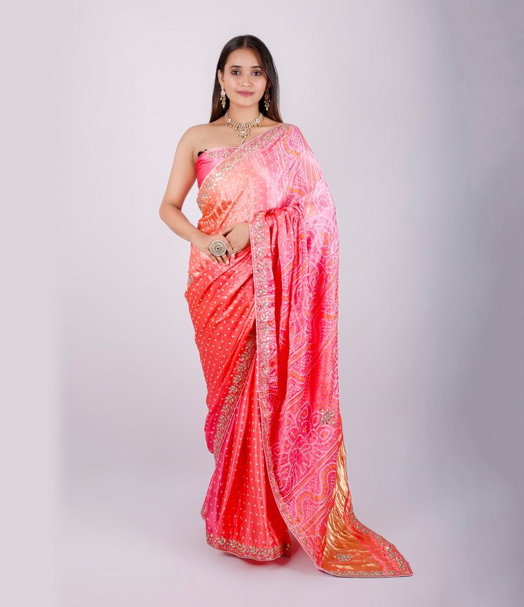 Aarvika Soft Silk Designer Saree in Peach Gold