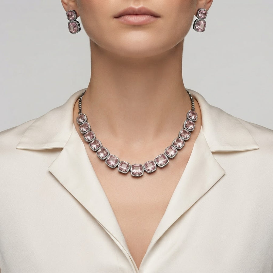 Haya AD Necklace Set in soft pink